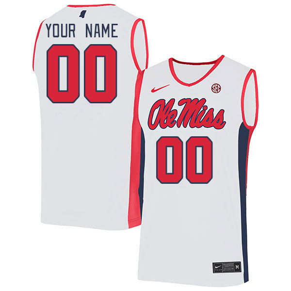 Custom Ole Miss Rebels Name And Number College Basketball Jerseys Stitched-White - Click Image to Close